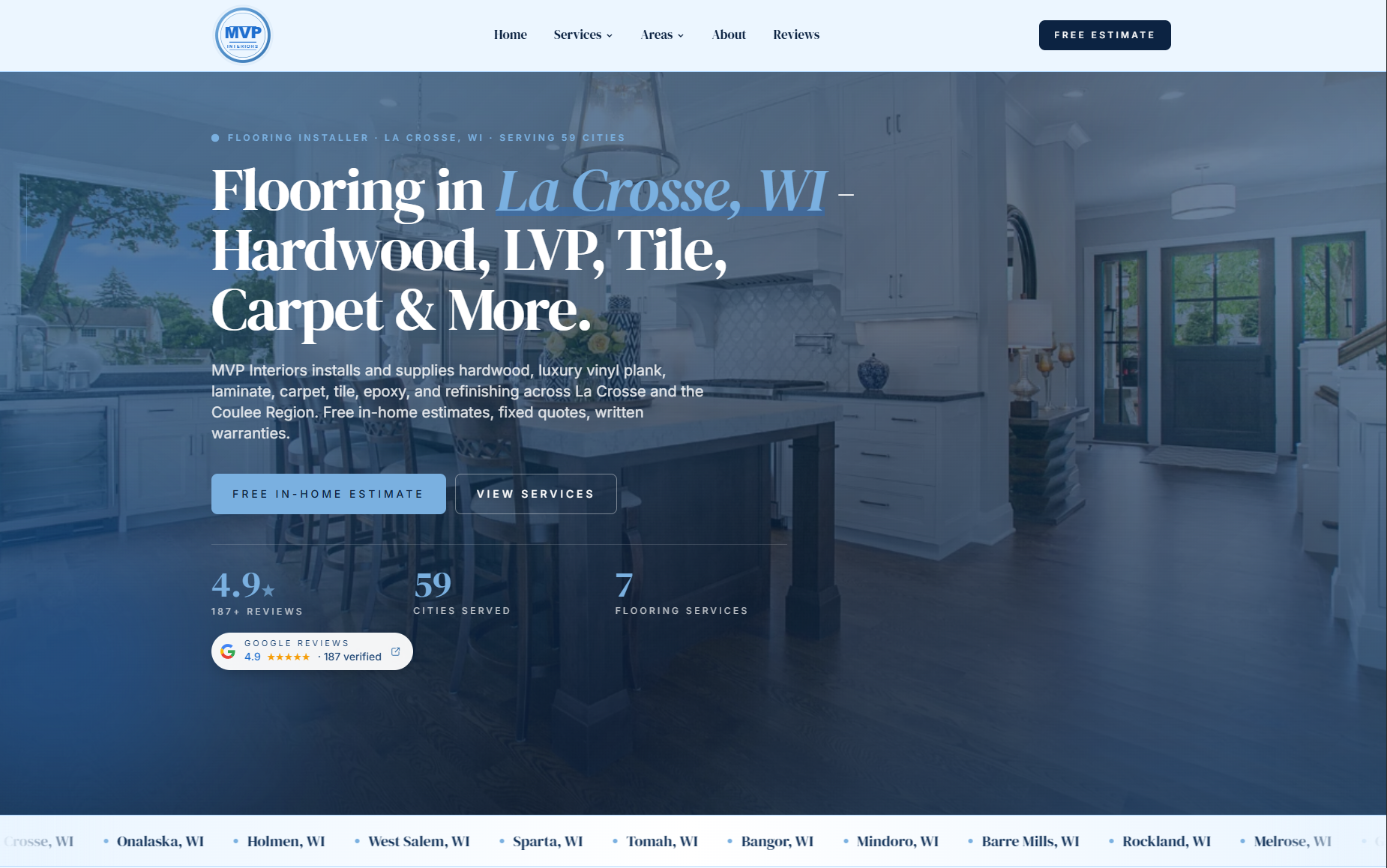 MVP Interiors — La Crosse Wisconsin flooring installer website built by Thorwell Group