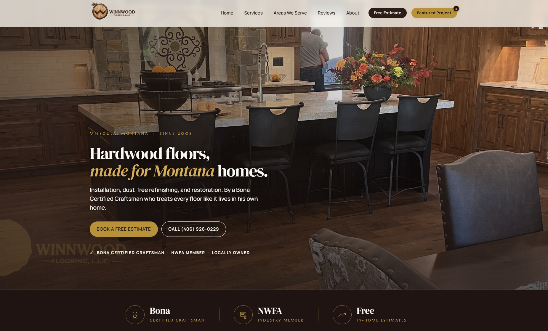 Winnwood Flooring — Missoula, Montana hardwood floor specialist website built by Thorwell Group